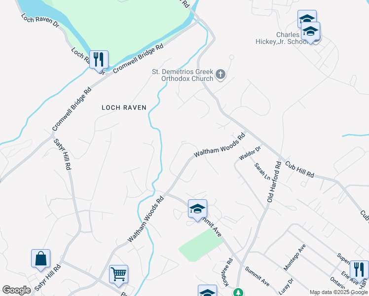map of restaurants, bars, coffee shops, grocery stores, and more near 9355 Pan Ridge Road in Baltimore
