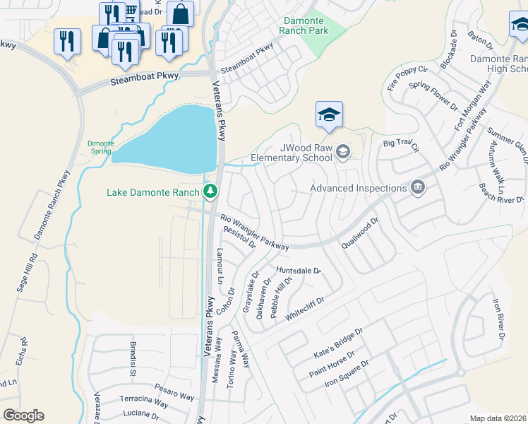 map of restaurants, bars, coffee shops, grocery stores, and more near 10870 Serratina Drive in Reno