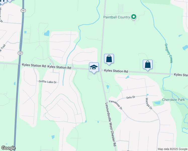 map of restaurants, bars, coffee shops, grocery stores, and more near 5345 Kyles Station Road in Butler County