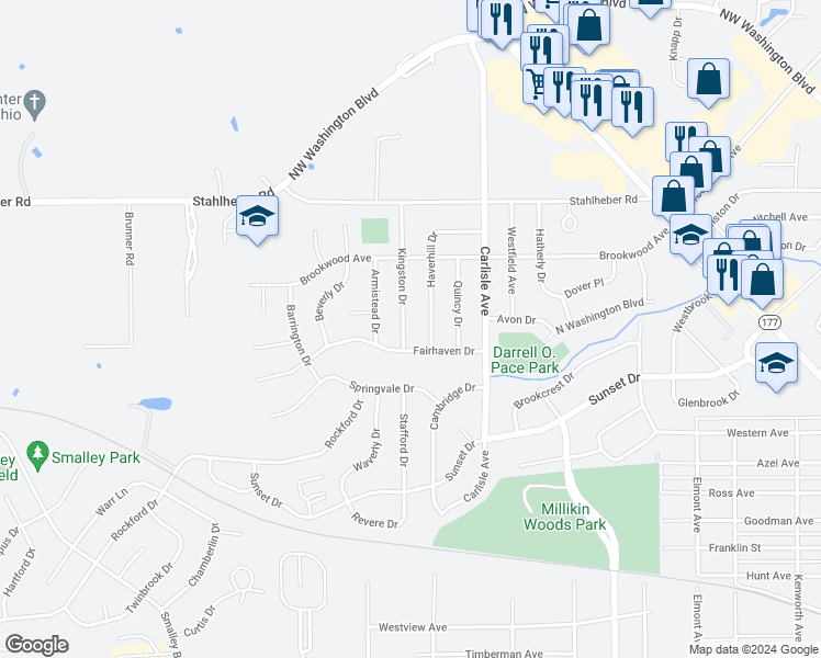 map of restaurants, bars, coffee shops, grocery stores, and more near 884 Kingston Drive in Hamilton