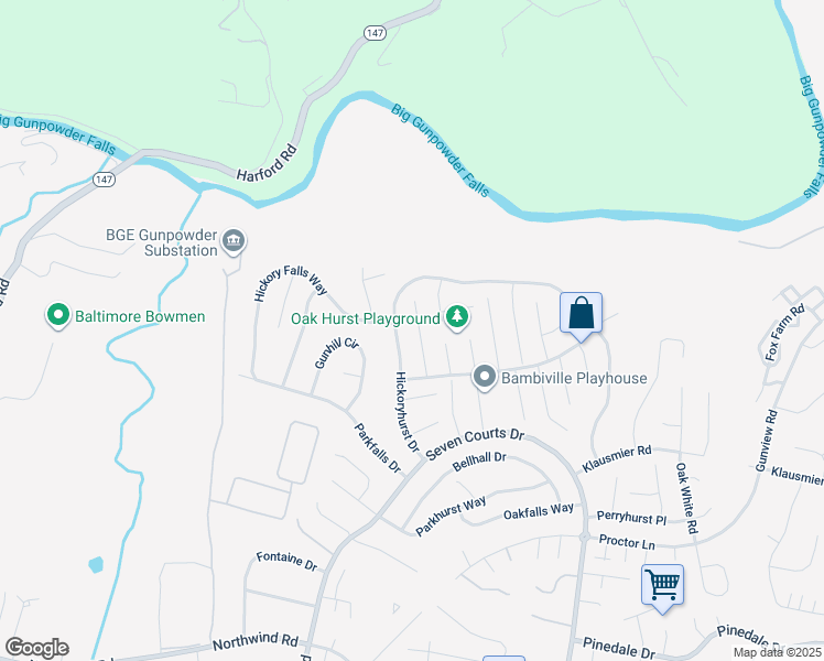 map of restaurants, bars, coffee shops, grocery stores, and more near 44 Perryfalls Place in Perry Hall