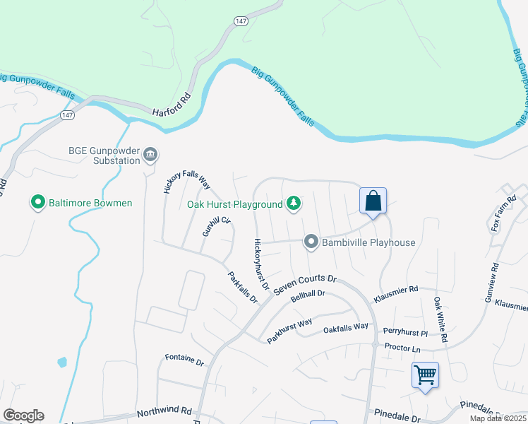 map of restaurants, bars, coffee shops, grocery stores, and more near 44 Perryfalls Place in Perry Hall