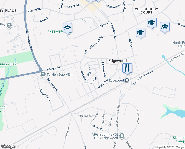 map of restaurants, bars, coffee shops, grocery stores, and more near 2026 Armstrong Street in Edgewood