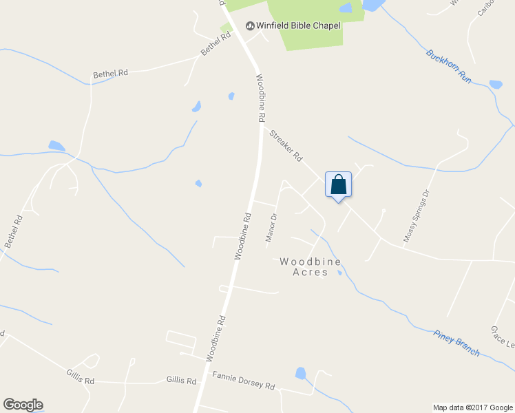 map of restaurants, bars, coffee shops, grocery stores, and more near 5717 Ivy Way in Woodbine