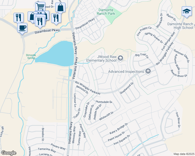 map of restaurants, bars, coffee shops, grocery stores, and more near 10660 Brittany Park Drive in Reno