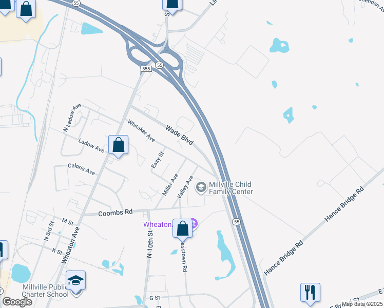 map of restaurants, bars, coffee shops, grocery stores, and more near 918 Whitaker Avenue in Millville