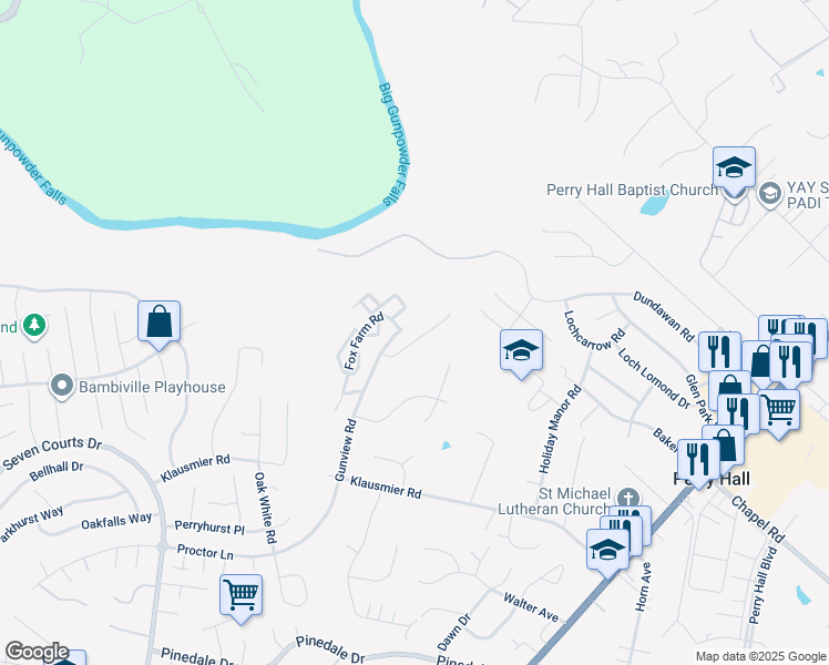 map of restaurants, bars, coffee shops, grocery stores, and more near 38 Whips Lane in Baltimore