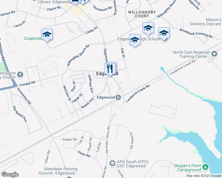 map of restaurants, bars, coffee shops, grocery stores, and more near 11 Carroll Avenue in Edgewood