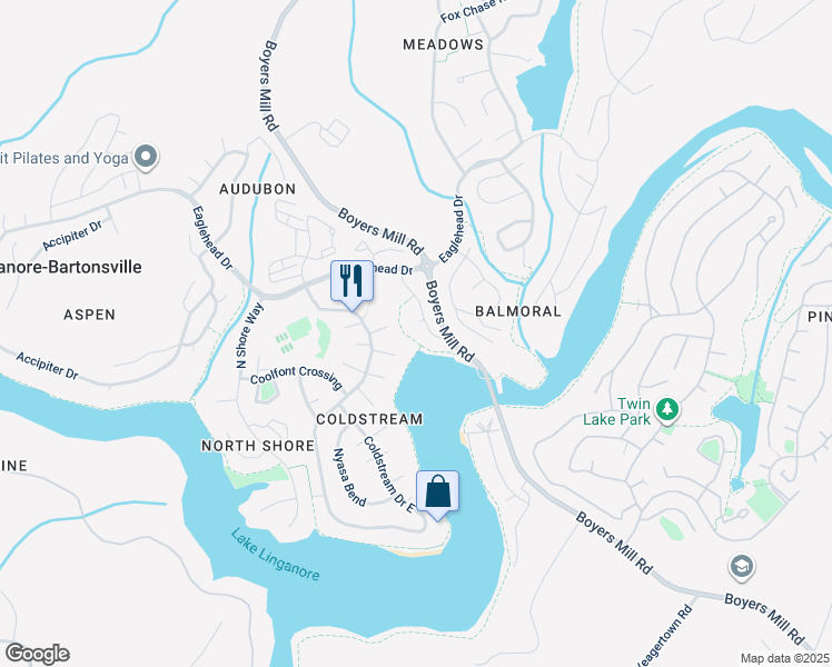 map of restaurants, bars, coffee shops, grocery stores, and more near 10297 Quail Trail in New Market