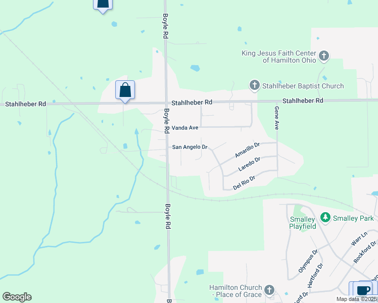 map of restaurants, bars, coffee shops, grocery stores, and more near 1079 Merle Court in Hamilton