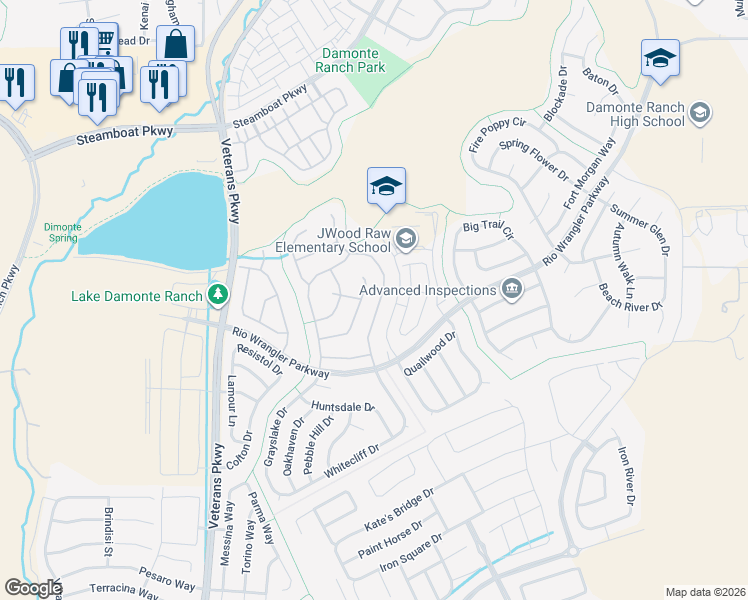 map of restaurants, bars, coffee shops, grocery stores, and more near 10632 Washington Park Drive in Reno