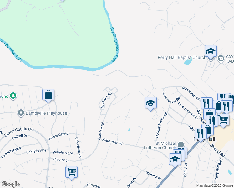 map of restaurants, bars, coffee shops, grocery stores, and more near 12 Jumpers Circle in Baltimore