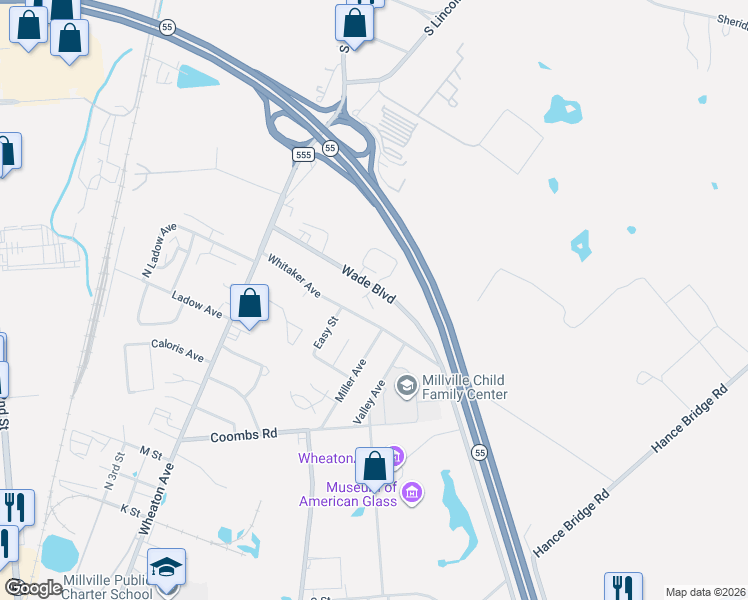map of restaurants, bars, coffee shops, grocery stores, and more near 918 Whitaker Avenue in Millville