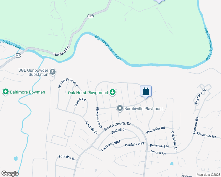 map of restaurants, bars, coffee shops, grocery stores, and more near 38 Stoneway Place in Perry Hall