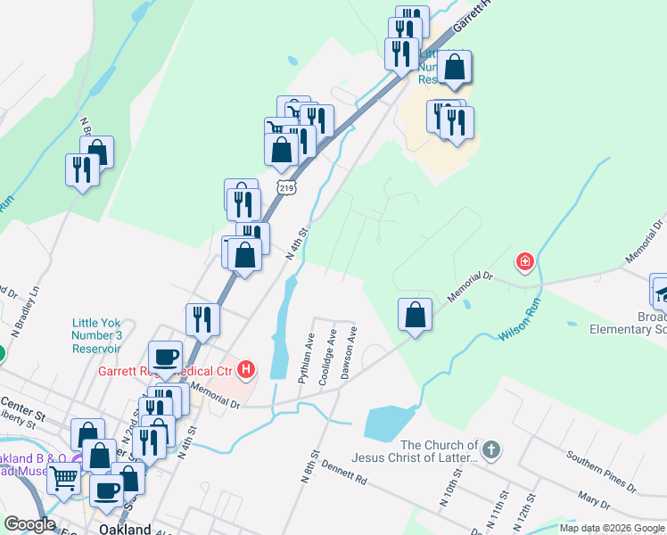 map of restaurants, bars, coffee shops, grocery stores, and more near 179 Mitchell Drive in Oakland