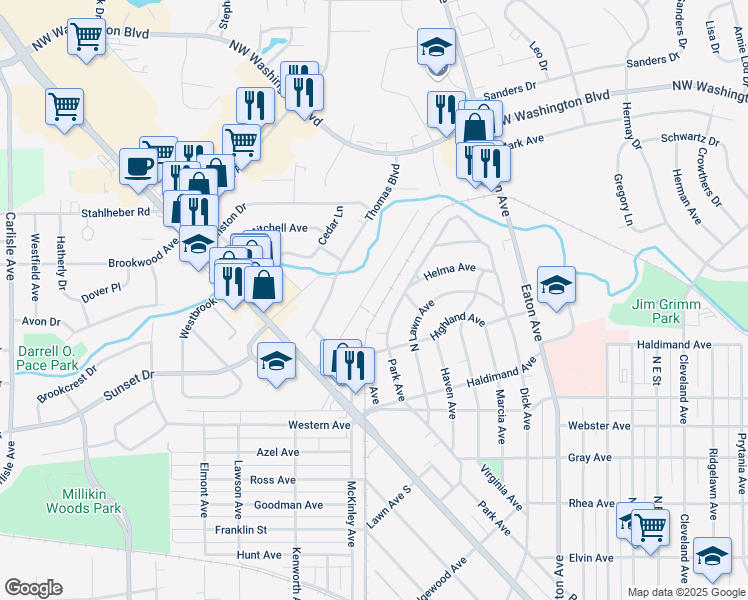 map of restaurants, bars, coffee shops, grocery stores, and more near 195 Carmen Avenue in Hamilton