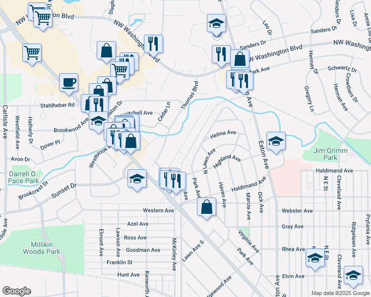 map of restaurants, bars, coffee shops, grocery stores, and more near 195 Carmen Avenue in Hamilton