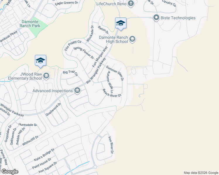 map of restaurants, bars, coffee shops, grocery stores, and more near 2715 Beach River Drive in Reno