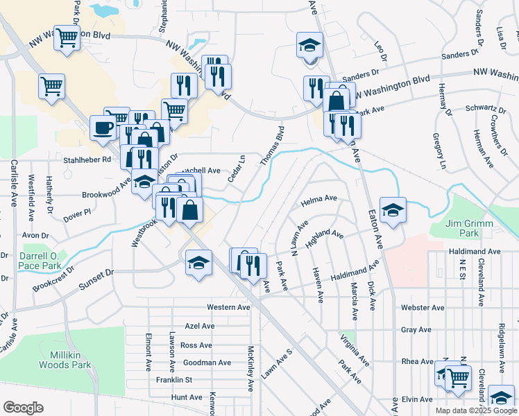 map of restaurants, bars, coffee shops, grocery stores, and more near 195 Carmen Avenue in Hamilton