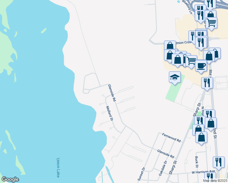 map of restaurants, bars, coffee shops, grocery stores, and more near 1302 Mallard Lane in Millville