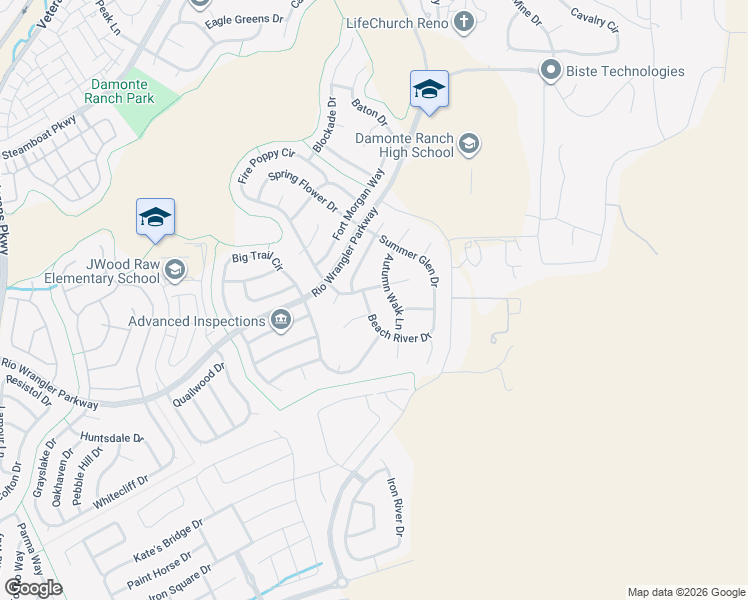 map of restaurants, bars, coffee shops, grocery stores, and more near 2715 Beach River Dr in Reno