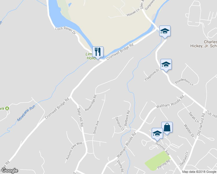 map of restaurants, bars, coffee shops, grocery stores, and more near 14 Wood Raven Ct in Parkville