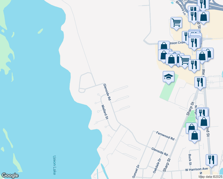 map of restaurants, bars, coffee shops, grocery stores, and more near 1302 Mallard Lane in Millville
