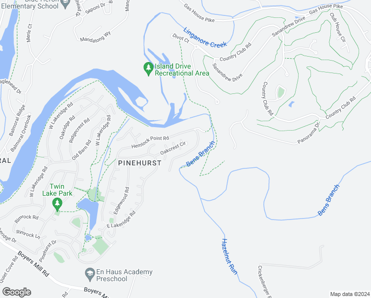 map of restaurants, bars, coffee shops, grocery stores, and more near 10915 Oakcrest Circle in New Market