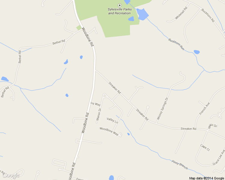 map of restaurants, bars, coffee shops, grocery stores, and more near 1411 Streaker Road in Sykesville