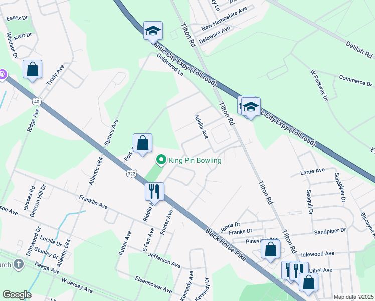 map of restaurants, bars, coffee shops, grocery stores, and more near 2nd Street in Egg Harbor Township
