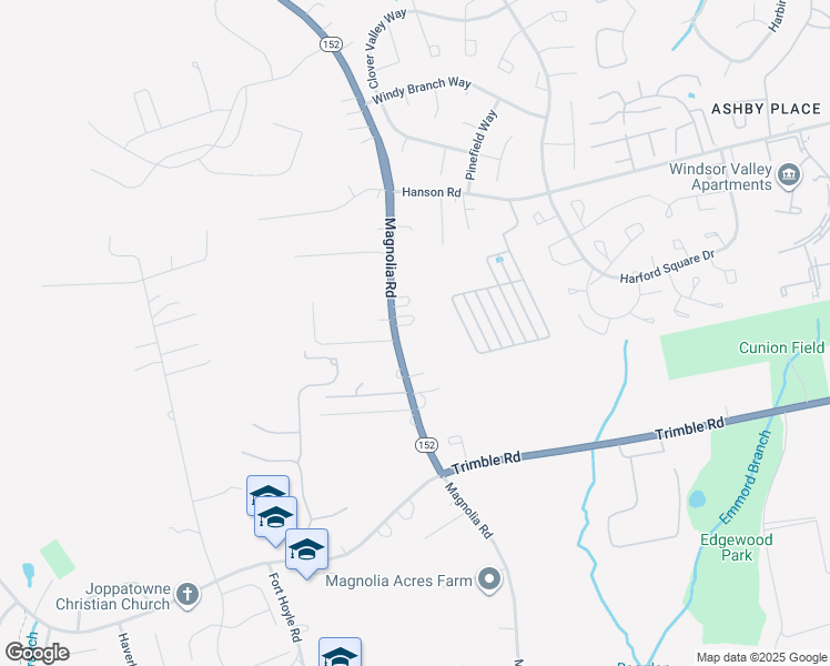 map of restaurants, bars, coffee shops, grocery stores, and more near 603 Magnolia Road in Joppa