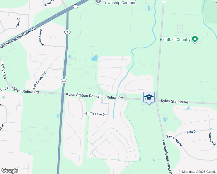 map of restaurants, bars, coffee shops, grocery stores, and more near 5375 Colorado River Trail in Butler County
