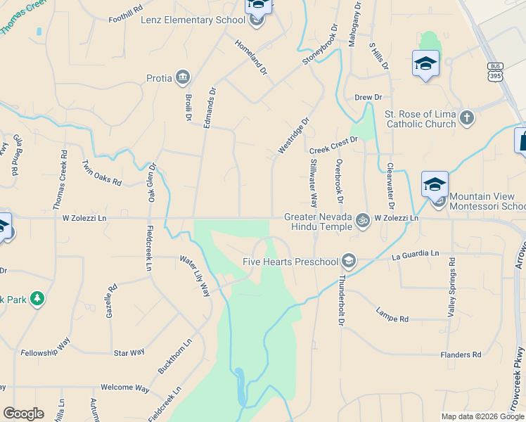 map of restaurants, bars, coffee shops, grocery stores, and more near 1255 West Zolezzi Lane in Reno