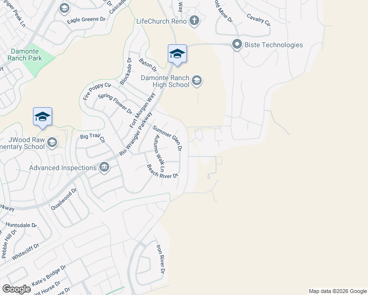 map of restaurants, bars, coffee shops, grocery stores, and more near 10730 Summer Glen Drive in Reno