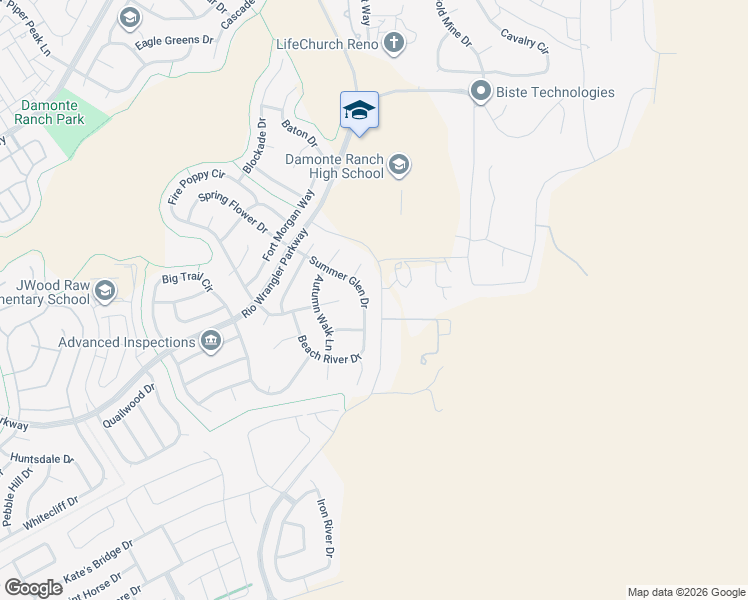 map of restaurants, bars, coffee shops, grocery stores, and more near 10730 Summer Glen Drive in Reno