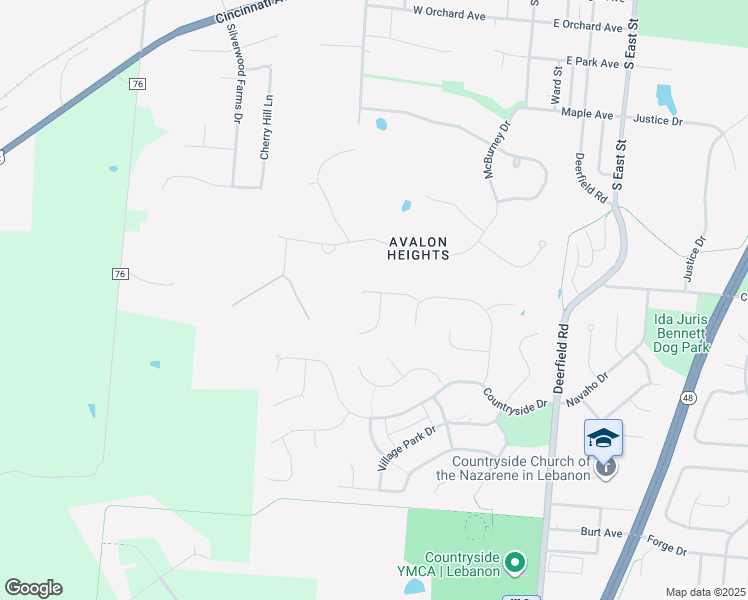 map of restaurants, bars, coffee shops, grocery stores, and more near 301 Woodstone Way in Lebanon