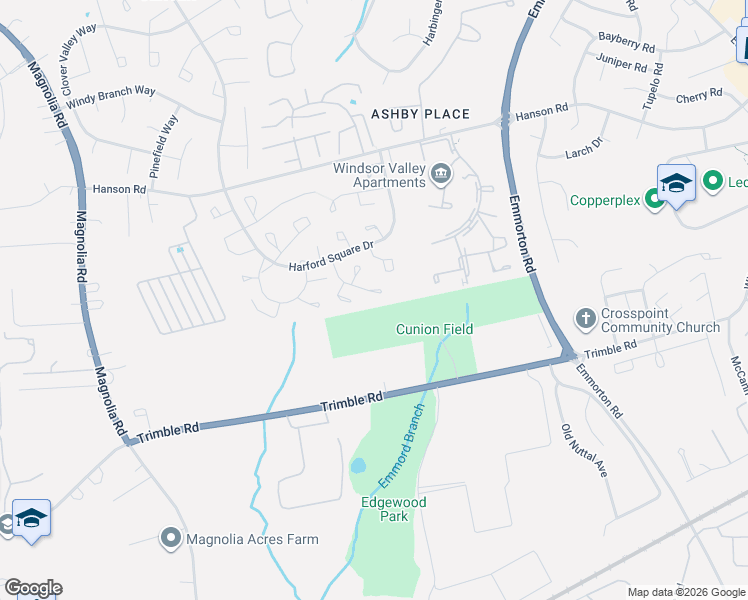 map of restaurants, bars, coffee shops, grocery stores, and more near 508 Jamestown Court in Edgewood