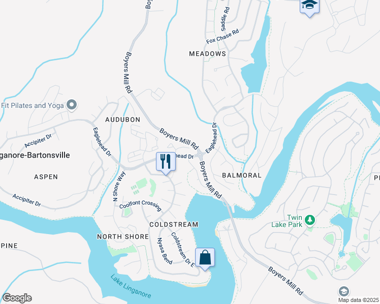 map of restaurants, bars, coffee shops, grocery stores, and more near 10299 Cliff Swallow Court in New Market