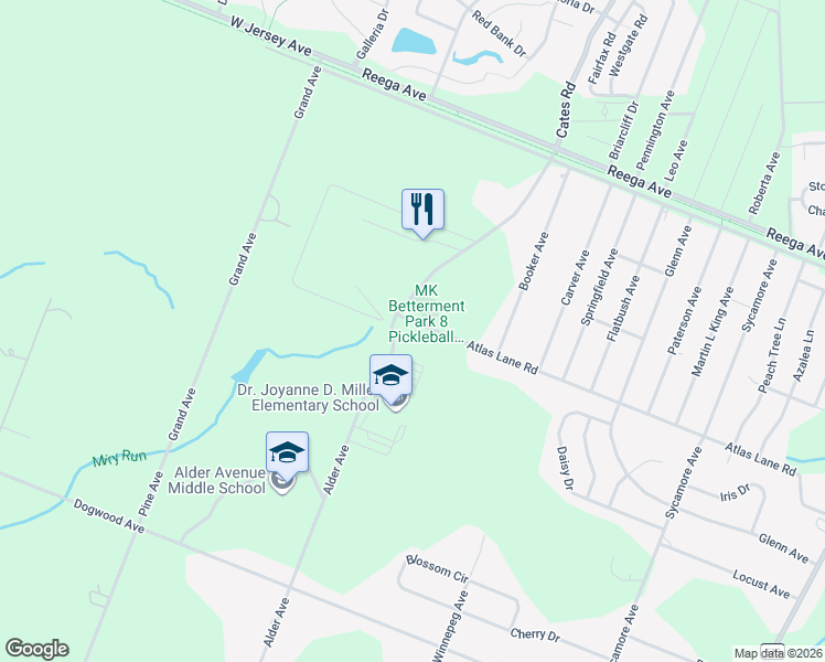 map of restaurants, bars, coffee shops, grocery stores, and more near 6 Atlas Lane Road in Egg Harbor Township