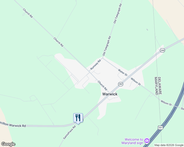 map of restaurants, bars, coffee shops, grocery stores, and more near 16 Rumsey Road in Warwick