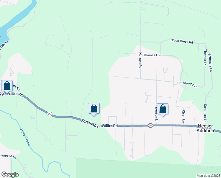 map of restaurants, bars, coffee shops, grocery stores, and more near 19688 Benson Lane in Fort Bragg