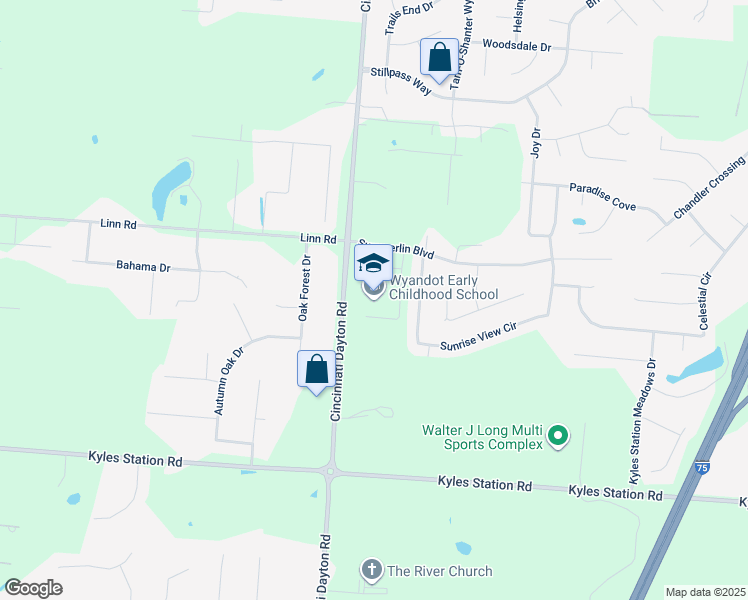 map of restaurants, bars, coffee shops, grocery stores, and more near 7667 Summerlin Boulevard in Butler County