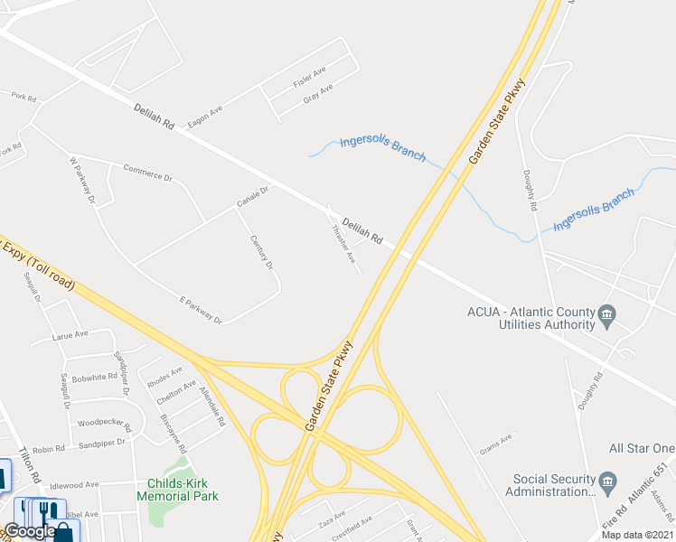 map of restaurants, bars, coffee shops, grocery stores, and more near 106 Hand Avenue in Egg Harbor Township