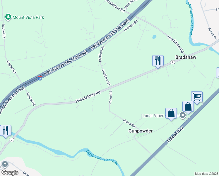 map of restaurants, bars, coffee shops, grocery stores, and more near 12099 Philadelphia Road in Kingsville