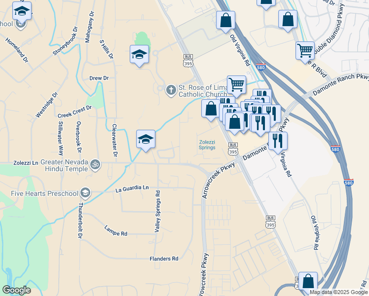 map of restaurants, bars, coffee shops, grocery stores, and more near 12400 Jeppson Lane in Reno