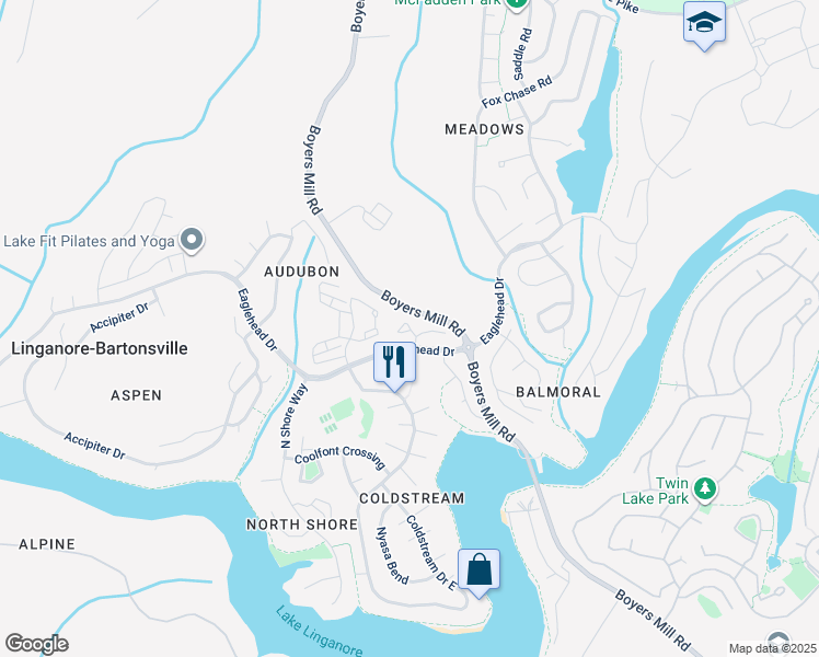 map of restaurants, bars, coffee shops, grocery stores, and more near 10270 Redtail Court in New Market