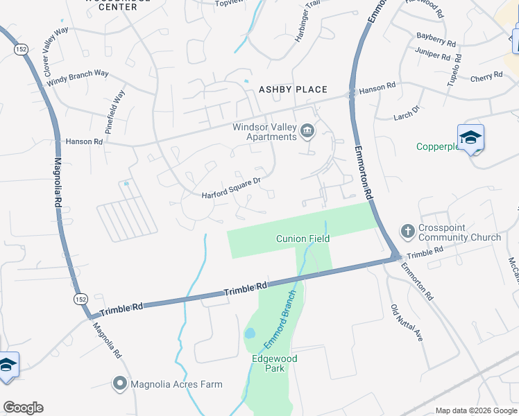 map of restaurants, bars, coffee shops, grocery stores, and more near 529 Jamestown Court in Edgewood