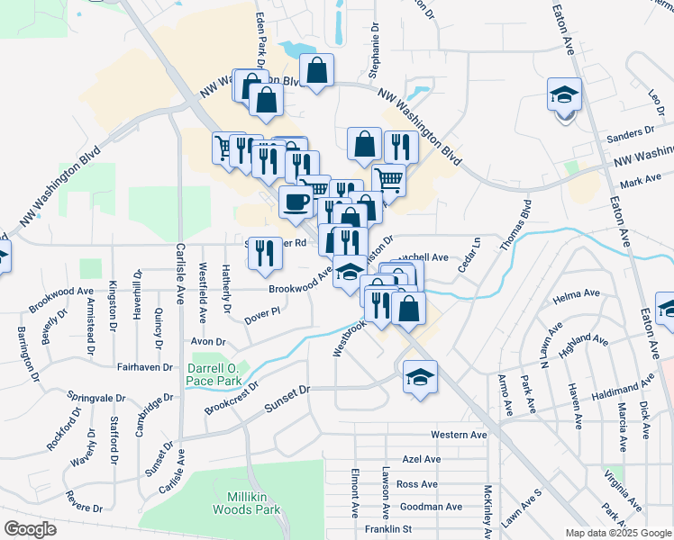 map of restaurants, bars, coffee shops, grocery stores, and more near 11 Brookwood Avenue in Hamilton