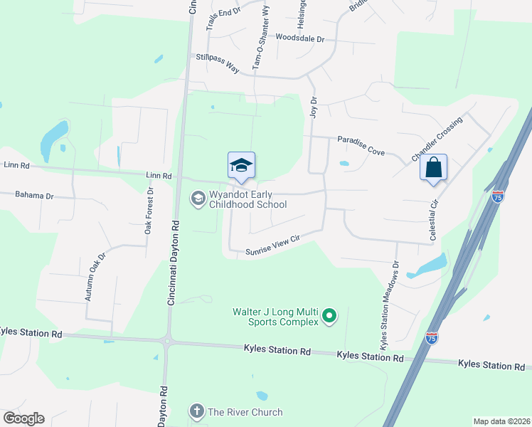 map of restaurants, bars, coffee shops, grocery stores, and more near 5151 Spring Mountain Lane in Middletown