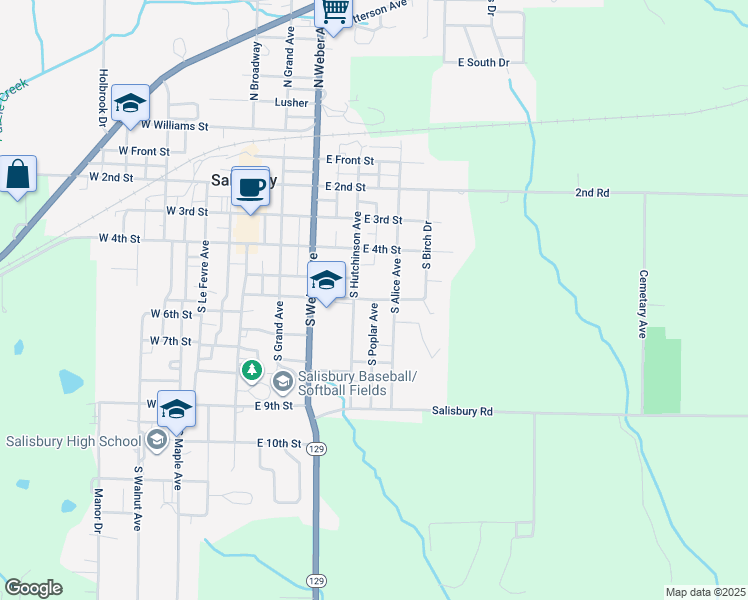 map of restaurants, bars, coffee shops, grocery stores, and more near 446 East 6th Street in Salisbury
